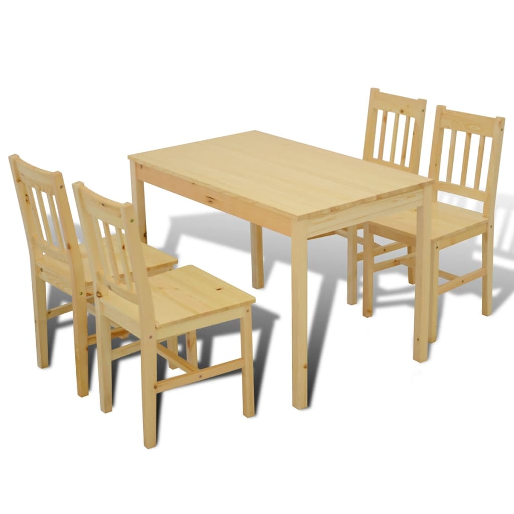 Dřevěný jídelní stůl se 4 židlemi v přírodním odstínu