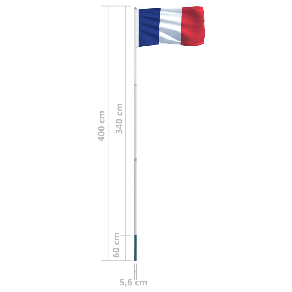 vidaXL Francouzská vlajka a stožár hliník 4 m