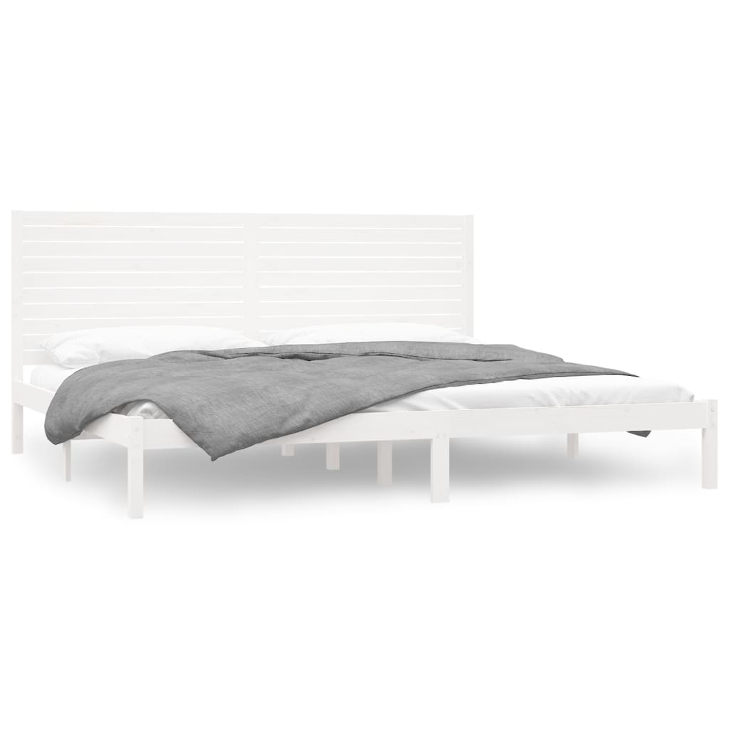 vidaXL Rám postele bílý masivní dřevo 180 x 200 cm Super King