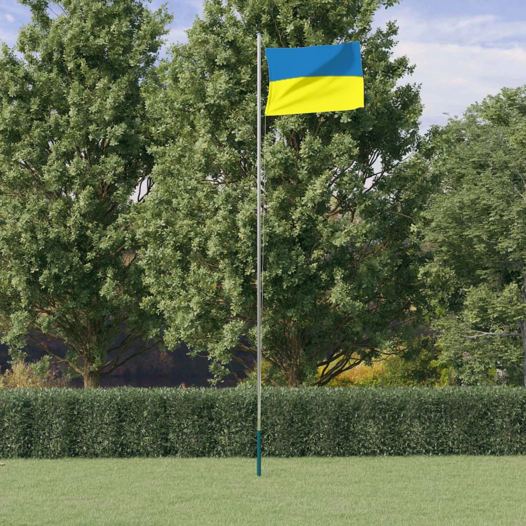 vidaXL Vlajka Ukrajiny a stožár 6,23 m hliník
