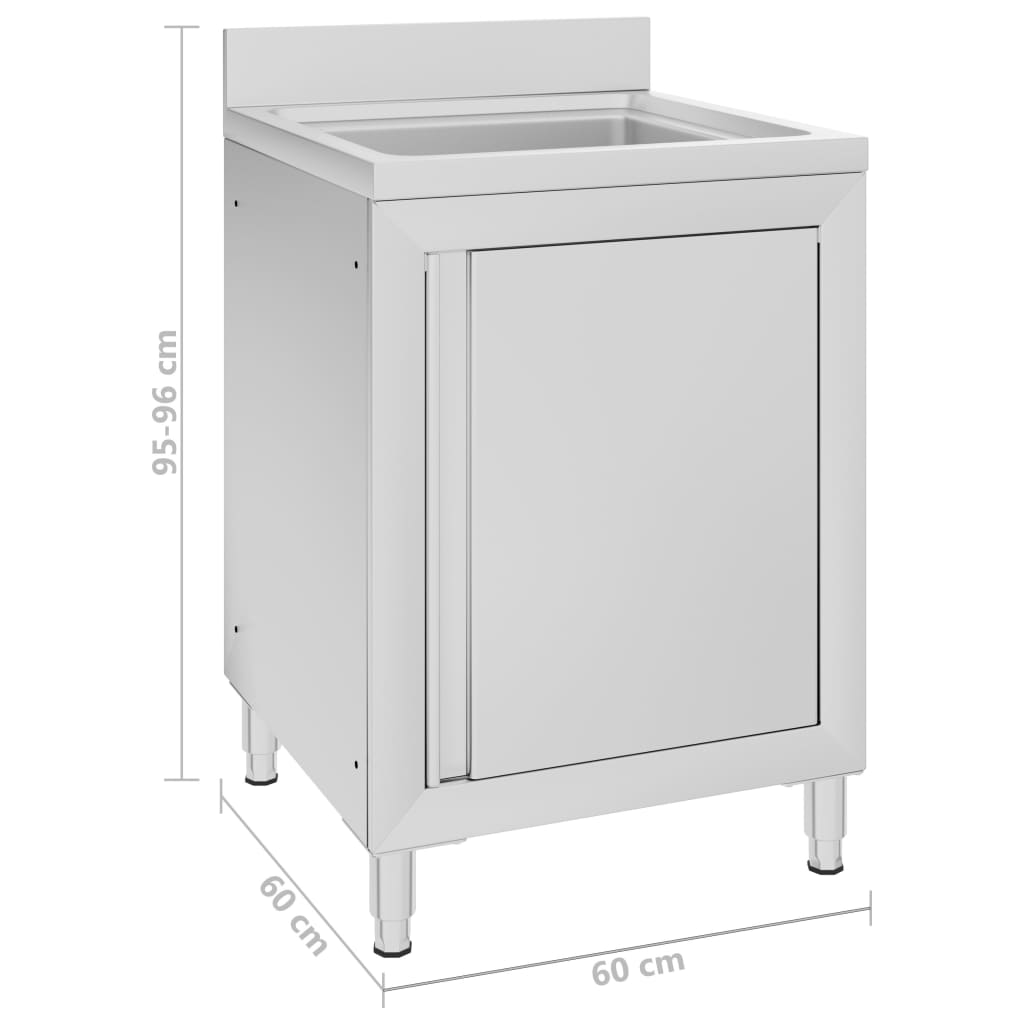 vidaXL Gastro kuchyňská dřezová skříňka 60 x 60 x 96 cm nerezová ocel