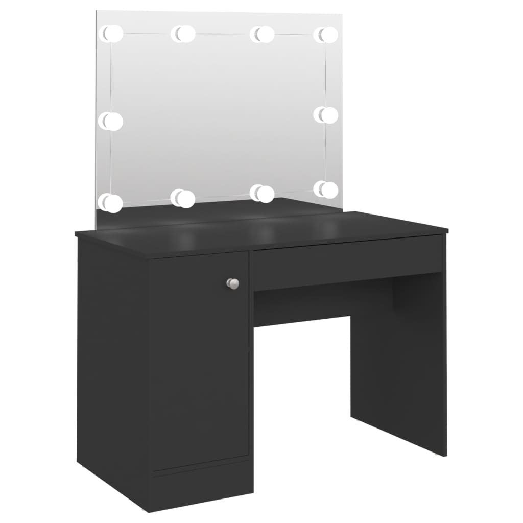 vidaXL Kosmetický stolek s LED světly 110 x 55 x 145 cm MDF černý