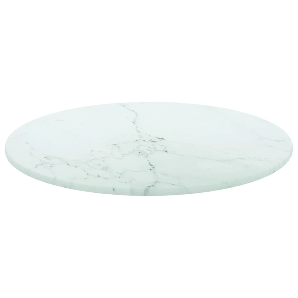 vidaXL Stolní deska bílá Ø 30 x 0,8 cm tvrzené sklo mramorový design
