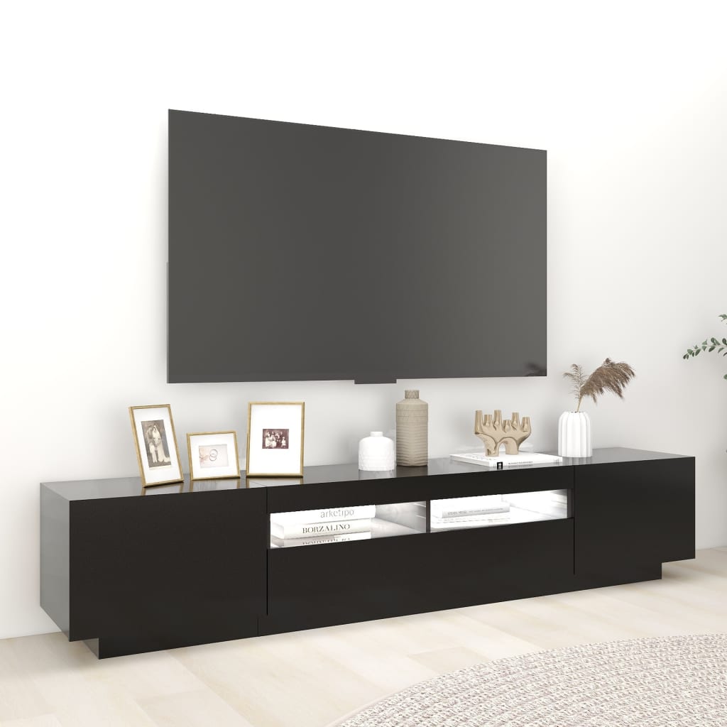vidaXL TV skříňka s LED osvětlením černá 200 x 35 x 40 cm