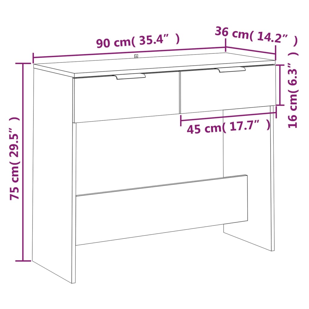 vidaXL Konzolový stolek bílý 90 x 36 x 75 cm kompozitní dřevo