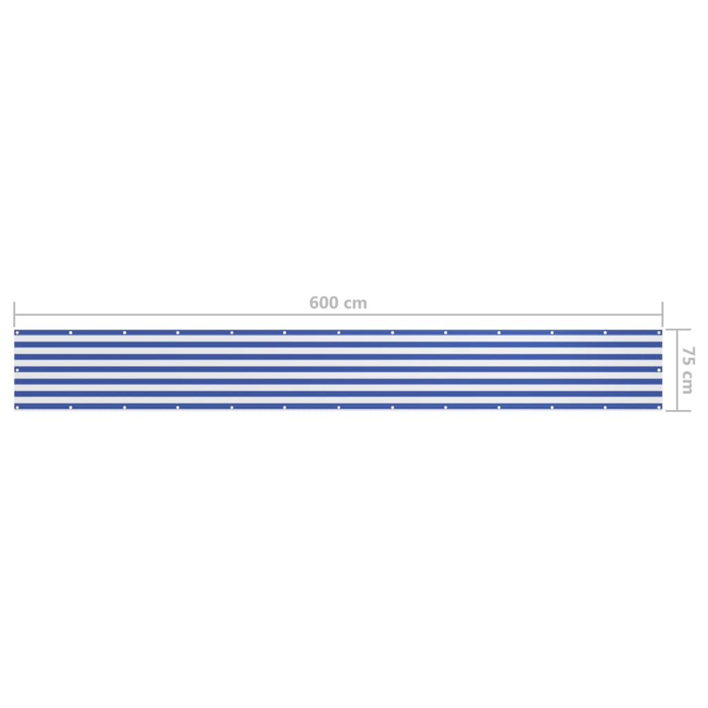 vidaXL Balkónová zástěna bílo-modrá 75 x 600 cm oxfordská látka