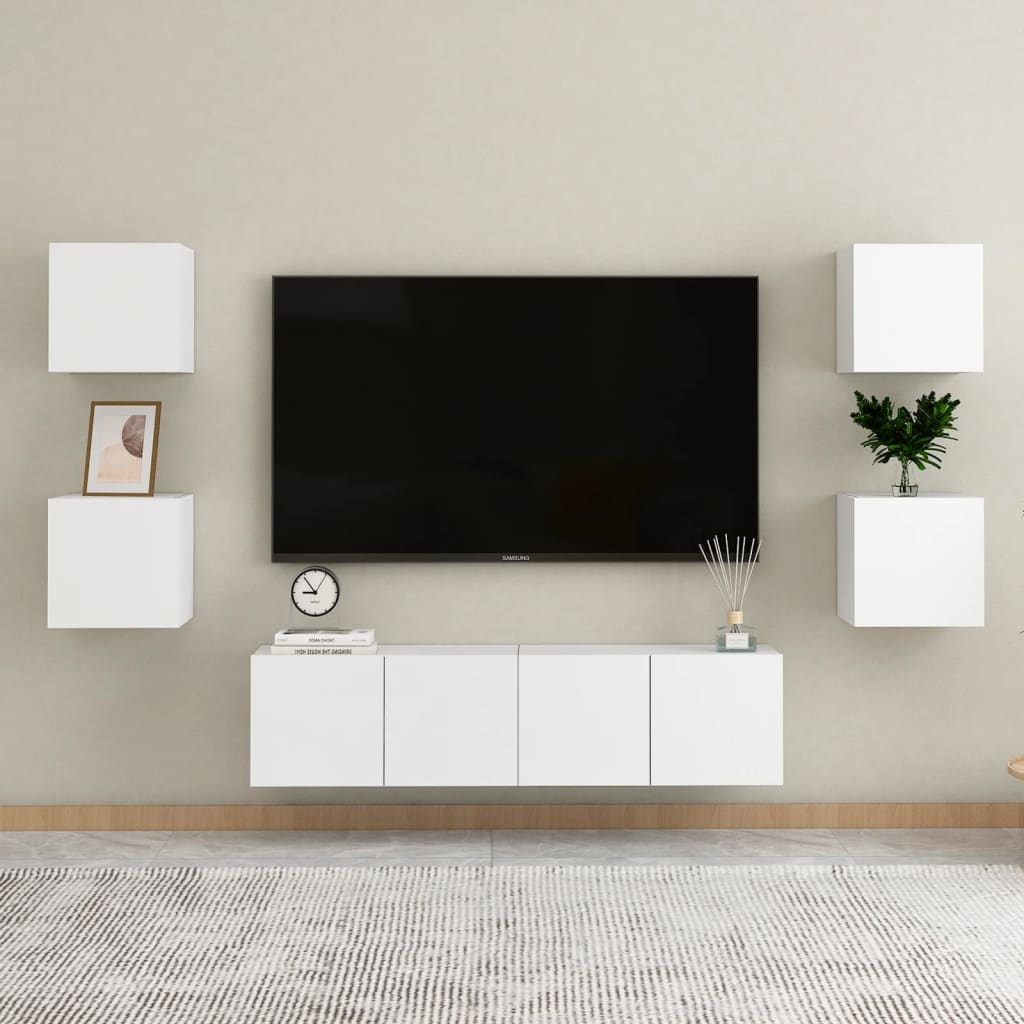 vidaXL Nástěnné TV skříňky 4 ks bílé 30,5 x 30 x 30 cm