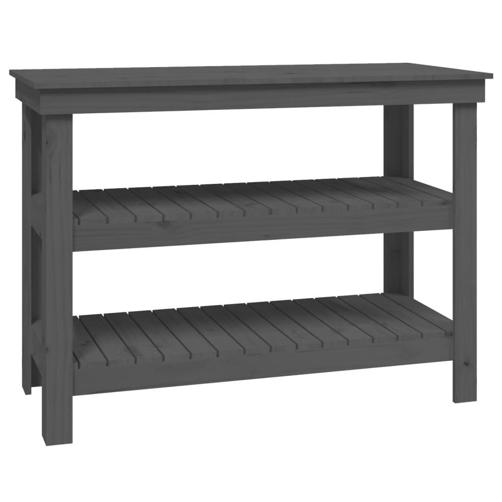 vidaXL Dílenský stůl šedý 110,5 x 50 x 80 cm masivní borové dřevo