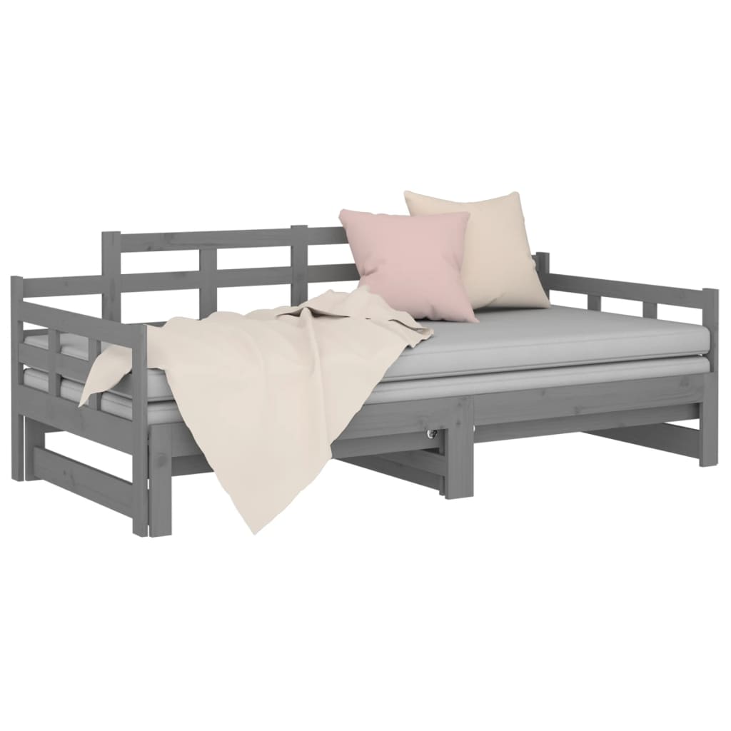 vidaXL Výsuvná postel šedá masivní borovice 2x (80 x 200) cm