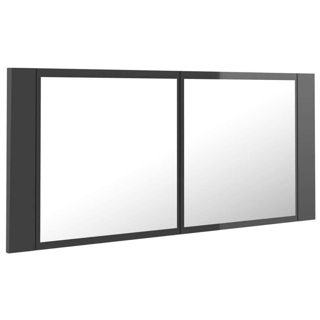 vidaXL LED koupelnová skříňka se zrcadlem lesklá šedá 100 x 12 x 45 cm