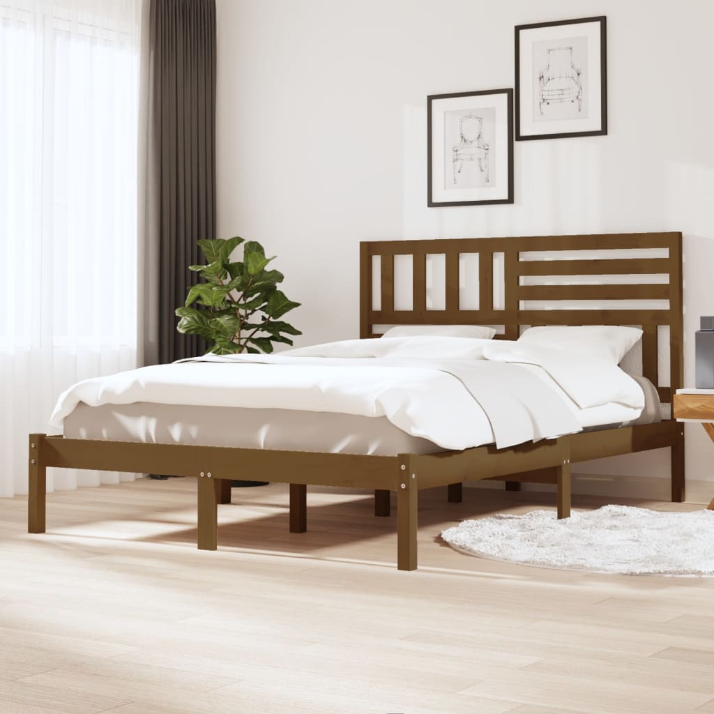 vidaXL Rám postele medově hnědý masivní borovice 150 x 200cm King Size