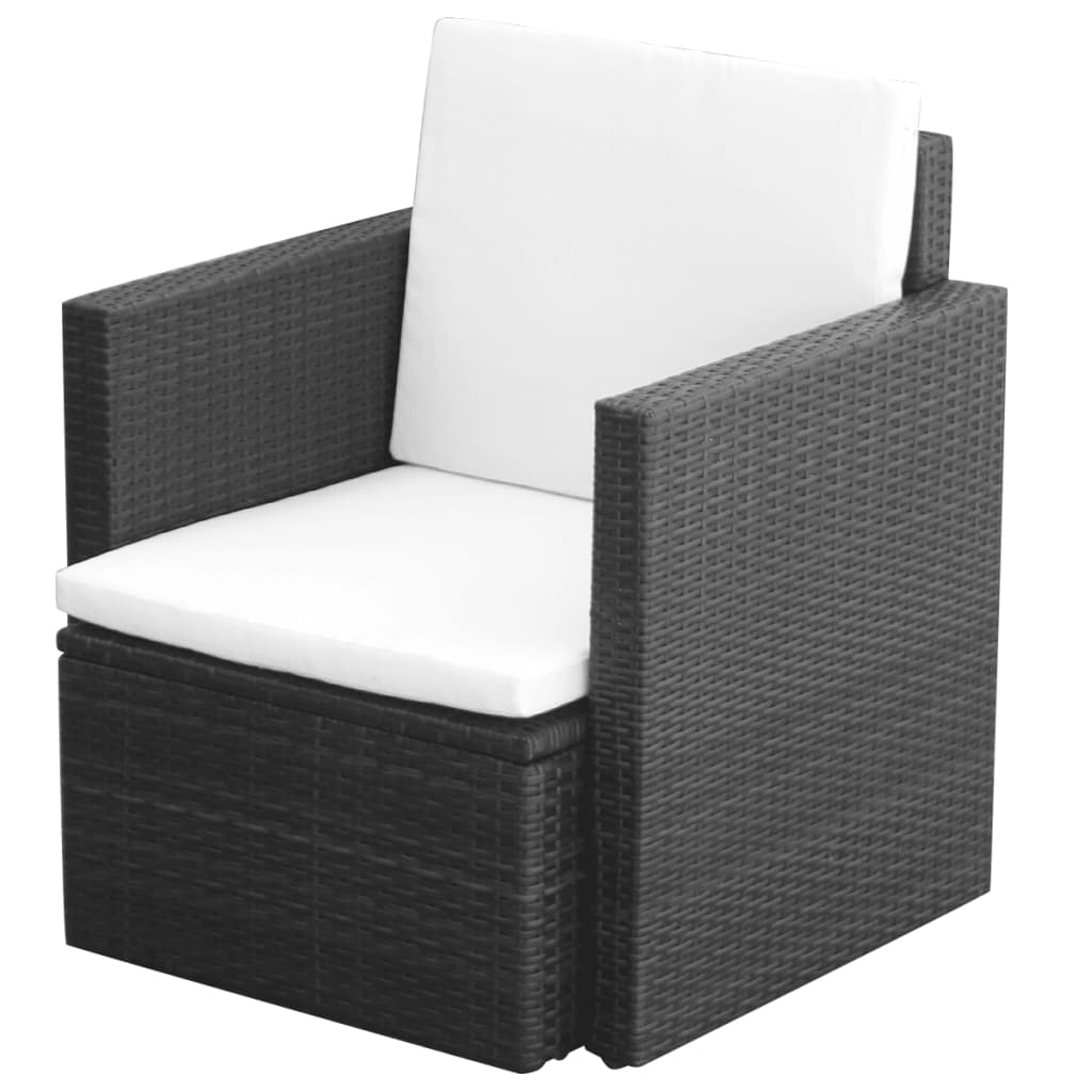 vidaXL Zahradní židle s poduškami a polštáři polyratan černá