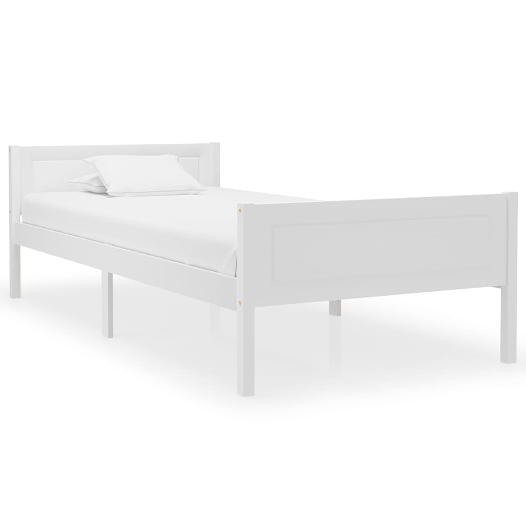 vidaXL Rám postele masivní borové dřevo bílý 90 x 200 cm