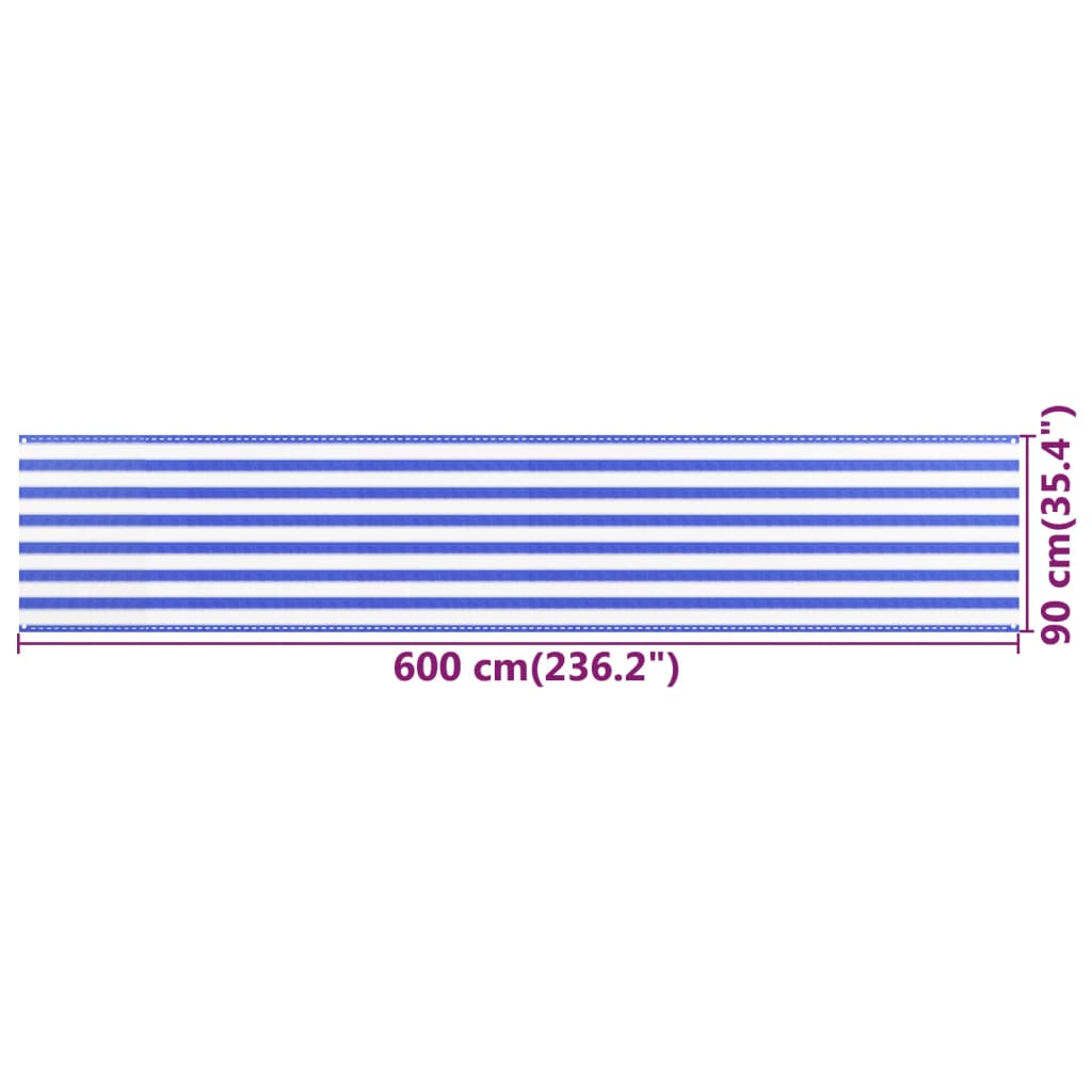 vidaXL Balkonová zástěna modrobílá 90 x 600 cm HDPE
