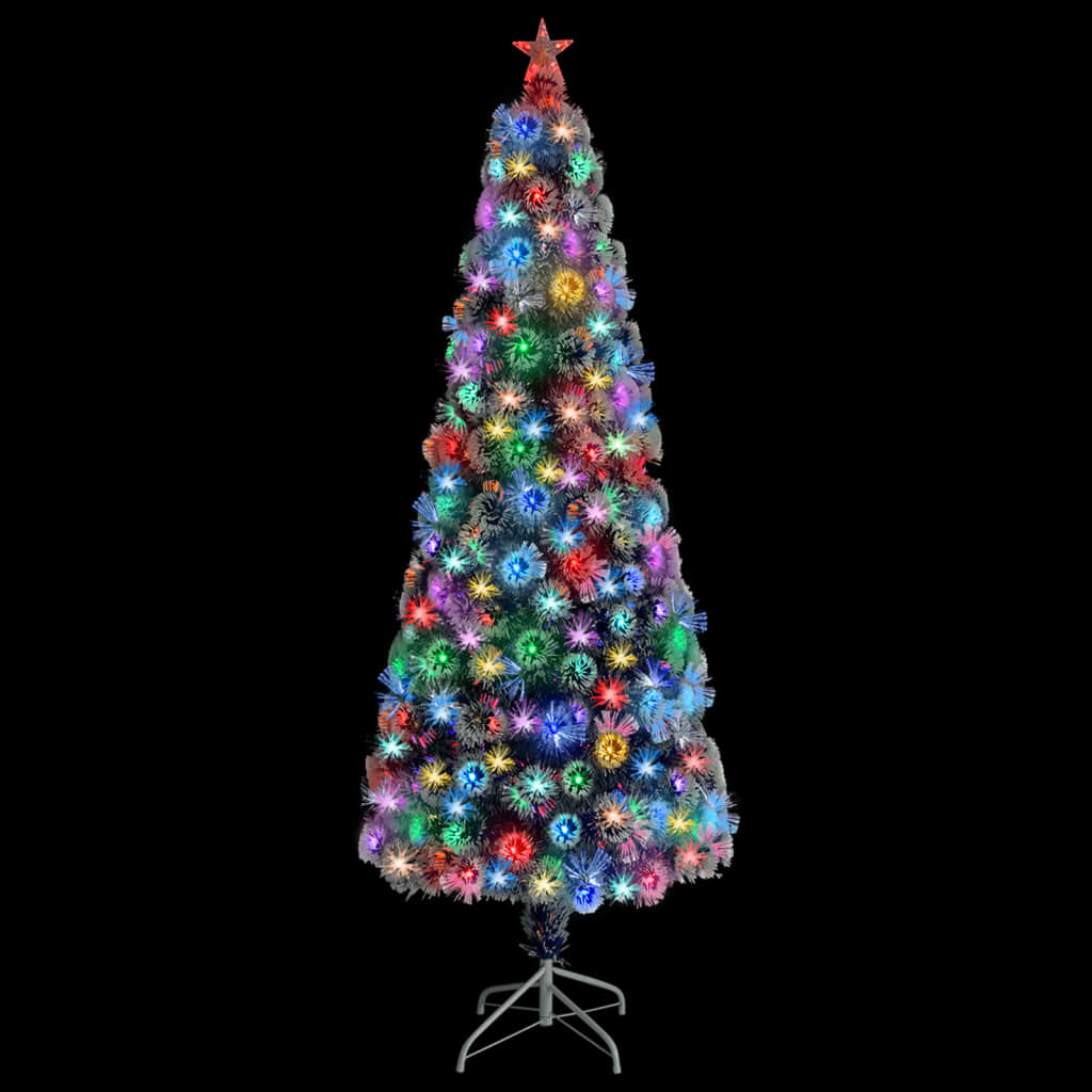 vidaXL Vánoční stromek LED osvětlení bílý modrý 210 cm optické vlákno