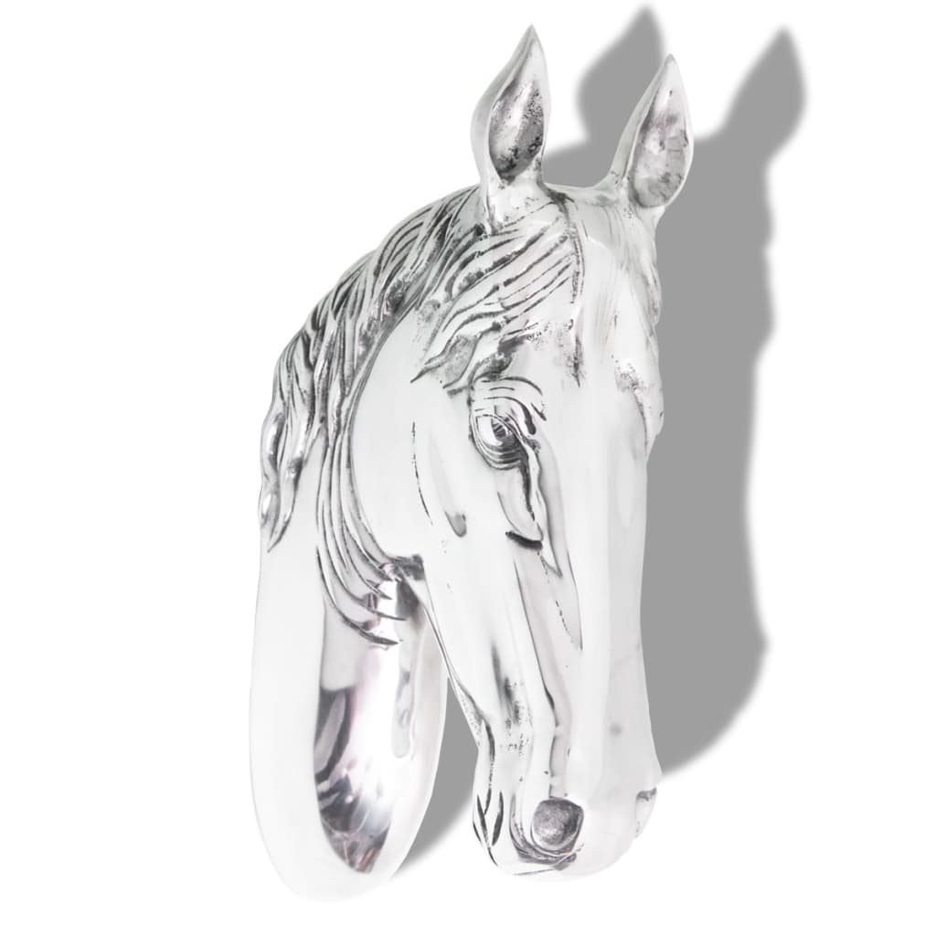 vidaXL Koňská hlava, nástěnná dekorace hliníková stříbrná