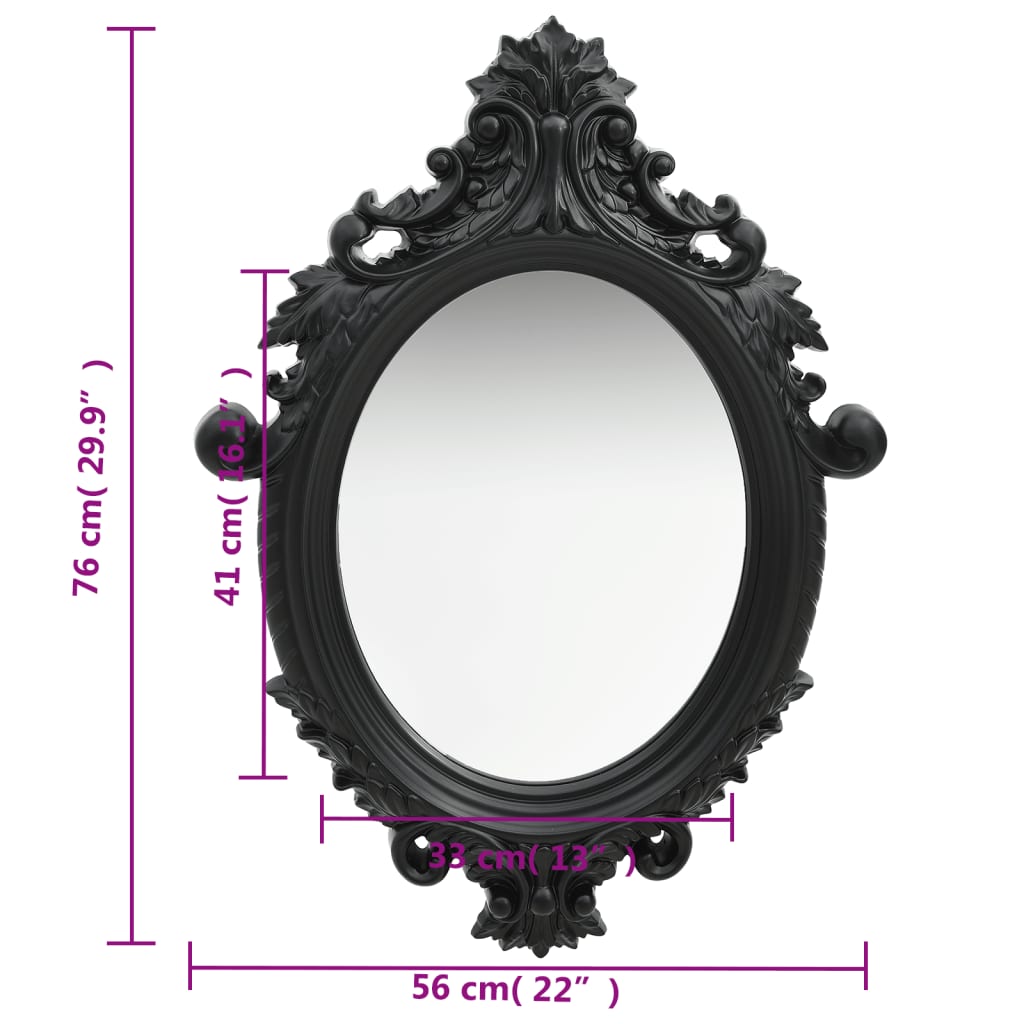 vidaXL Nástěnné zrcadlo zámecký styl 56 x 76 cm černé