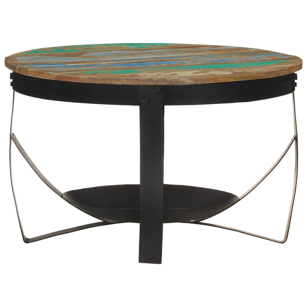 vidaXL Konferenční stolek Ø 68x43 cm masivní recyklované dřevo železo