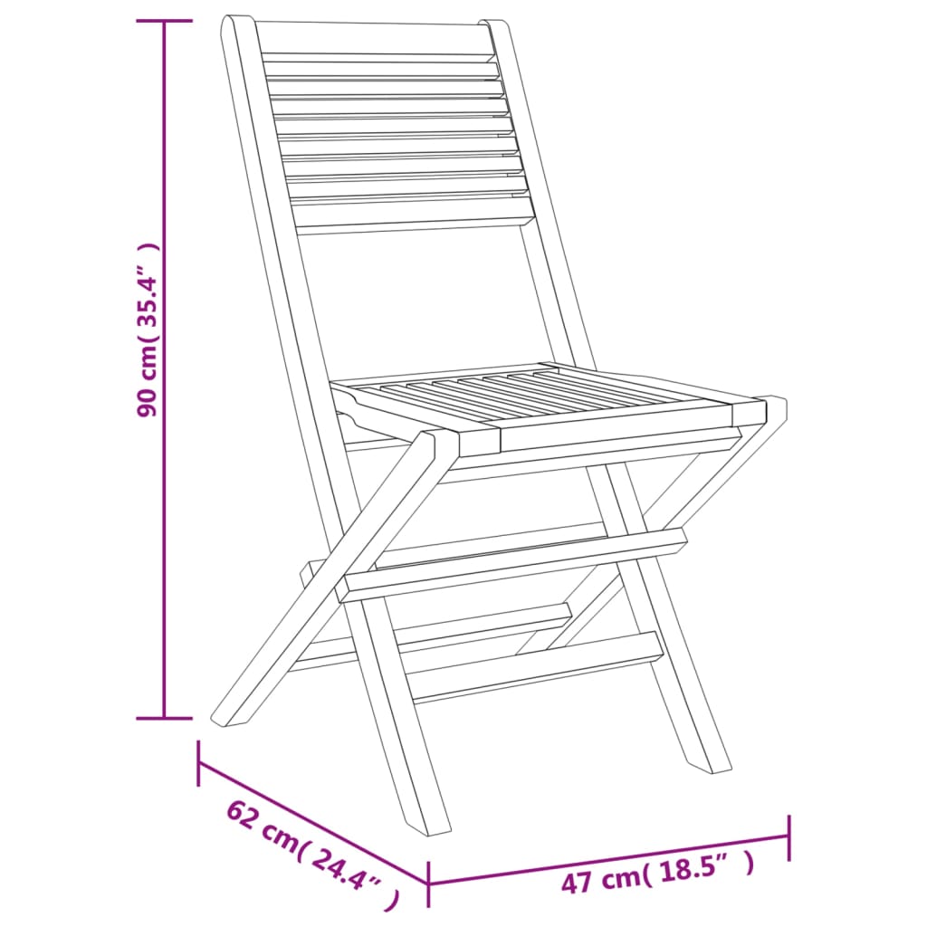 vidaXL Skládací zahradní židle 6 ks 47x62x90 cm masivní teakové dřevo