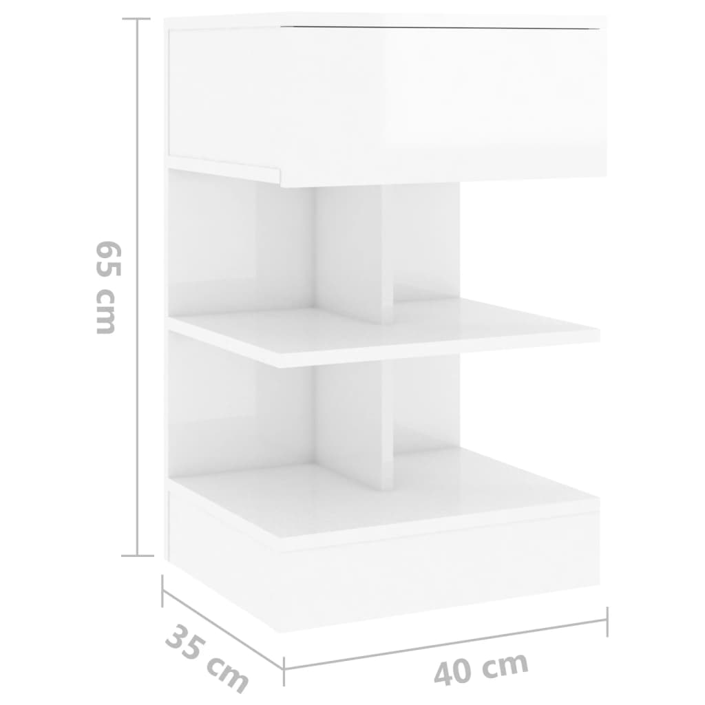 vidaXL Noční stolky 2 ks bílé s vysokým leskem 40 x 35 x 65 cm