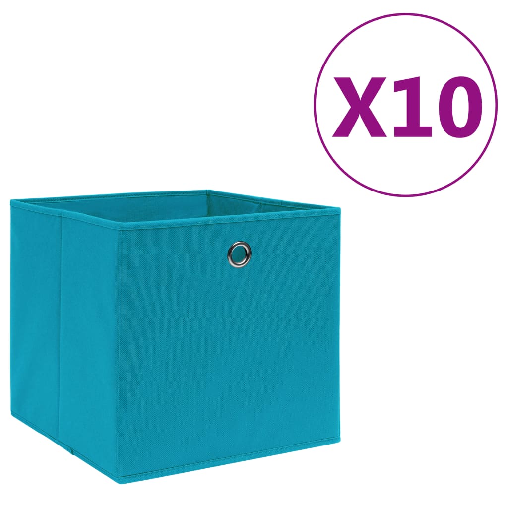 vidaXL Úložné boxy 10 ks netkaná textilie 28 x 28 x 28 cm bledě modré