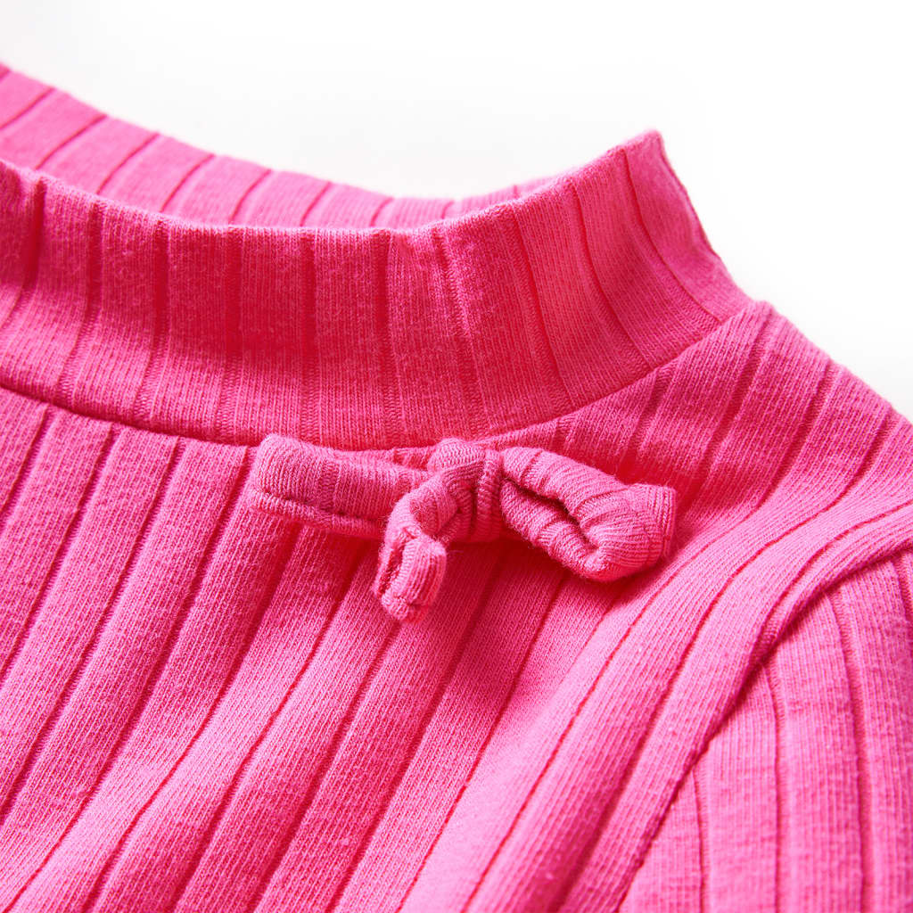 Dětské tričko s dlouhým rukávem žebrovaný úplet jasně růžové 92