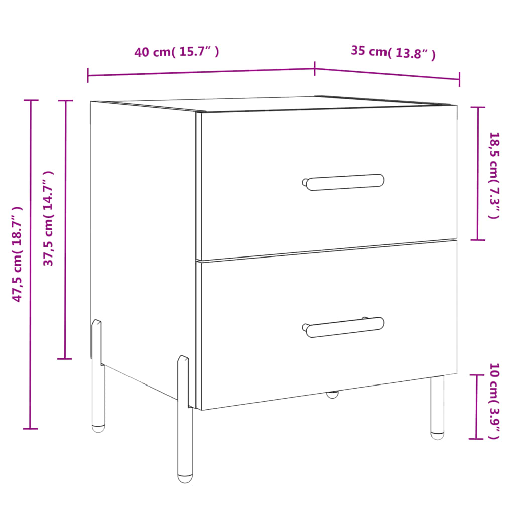 vidaXL Noční stolky 2 ks hnědý dub 40 x 35 x 47,5 cm kompozitní dřevo
