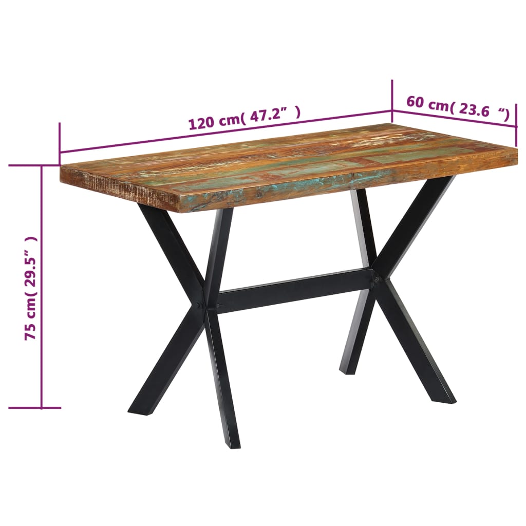 vidaXL Jídelní stůl 120 x 60 x 75 cm masivní recyklované dřevo