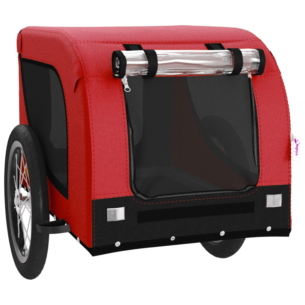 vidaXL Vozík za kolo pro psa červený a černý oxfordská tkanina/železo