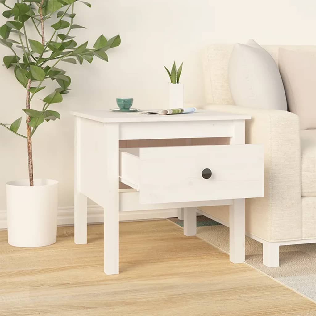 vidaXL Odkládací stolek bílý 50 x 50 x 49 cm masivní borovice