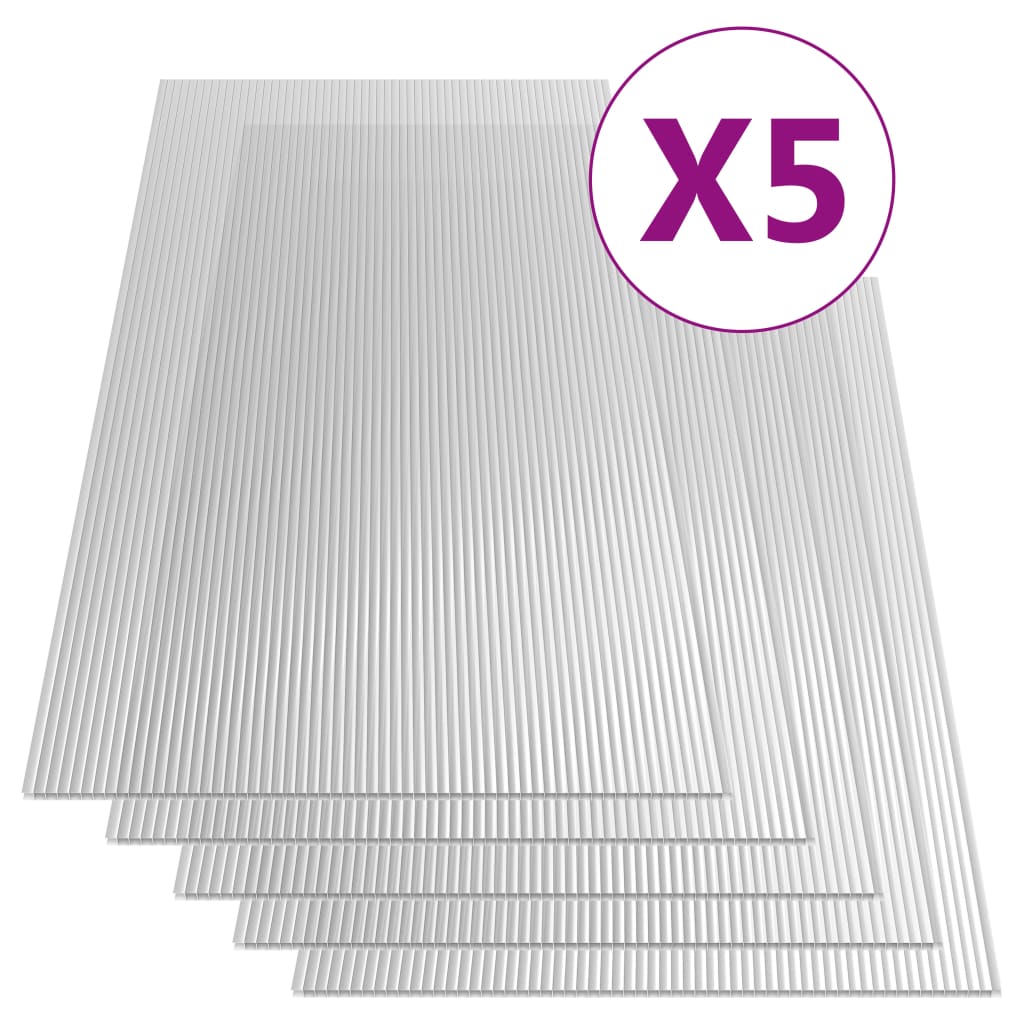 vidaXL Polykarbonátové desky 5 ks 4,5 mm 150 x 65 cm