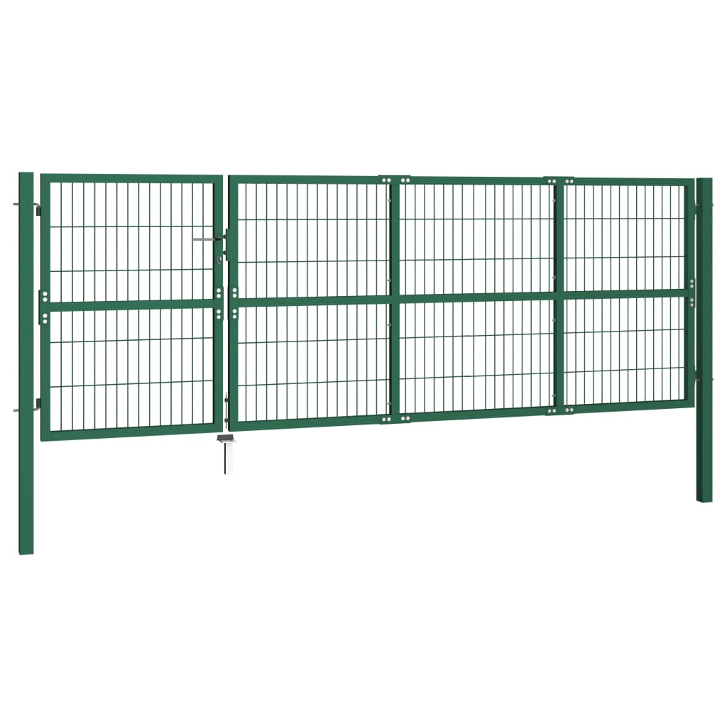 vidaXL Zahradní plotová brána se sloupky 350 x 120 cm ocel zelená