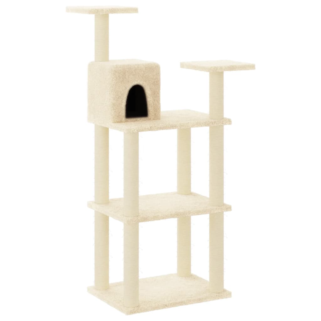 vidaXL Škrabadlo pro kočky se sisalovými sloupky krémové 119 cm