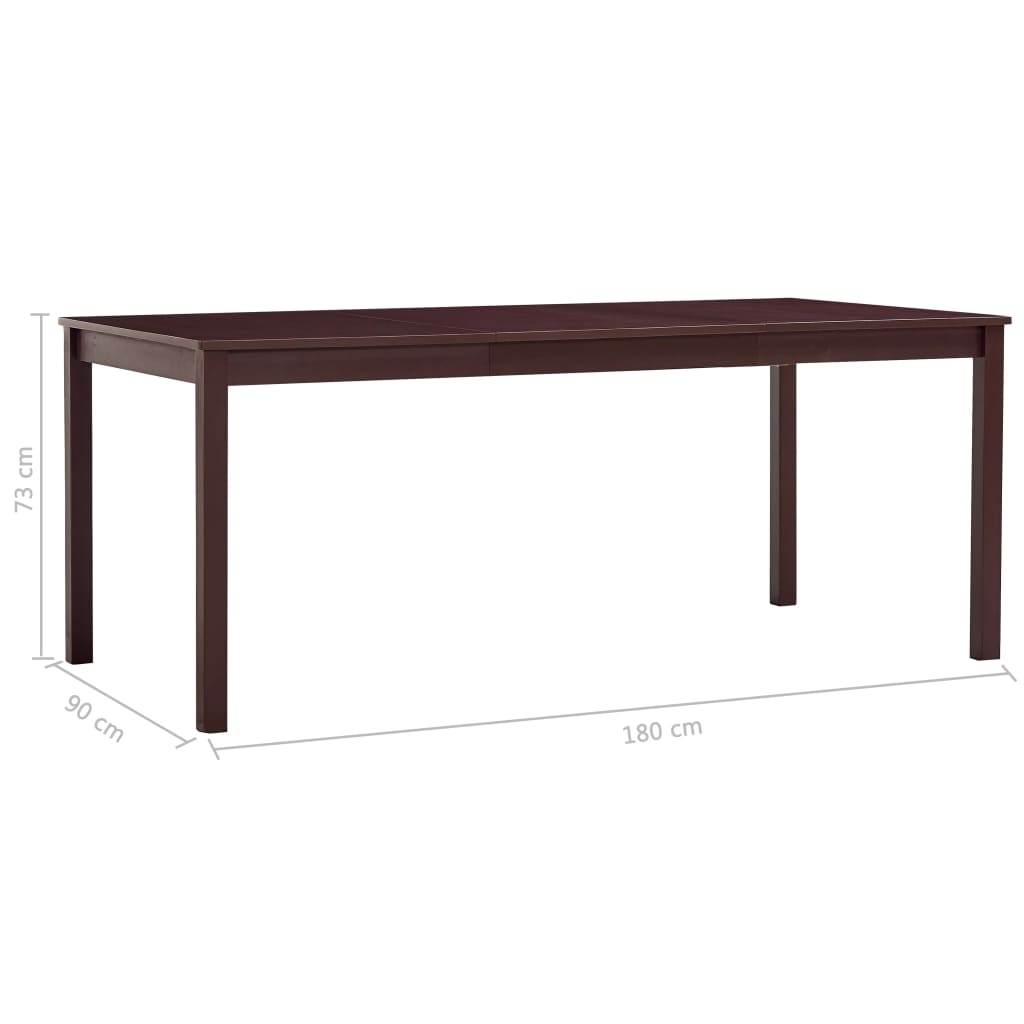 vidaXL Jídelní stůl tmavě hnědý 180 x 90 x 73 cm borové dřevo