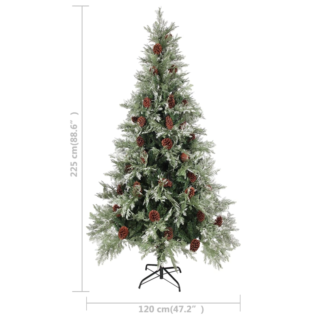 vidaXL Vánoční stromek s LED a šiškami zelený a bílý 225 cm PVC a PE