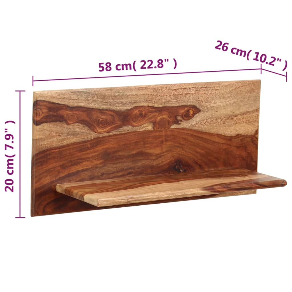 vidaXL Nástěnné police 2 ks 58 x 26 x 20 cm masivní sheeshamové dřevo