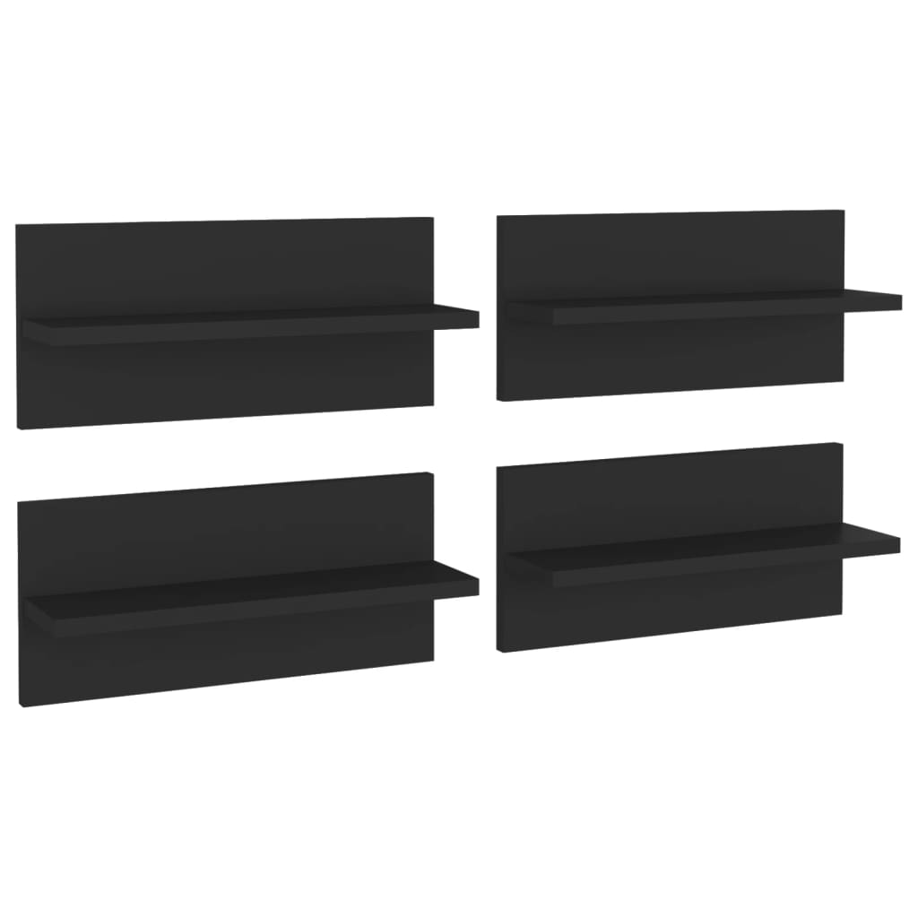 vidaXL Nástěnné police 4 ks černé 40 x 11,5 x 18 cm dřevotříska