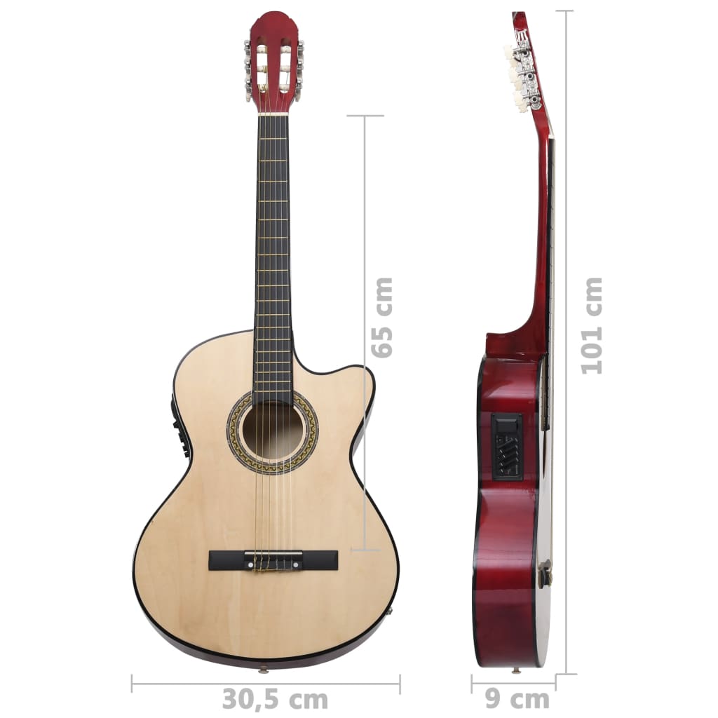 vidaXL 12dílný set folková kytara s ekvalizérem a 6 strunami