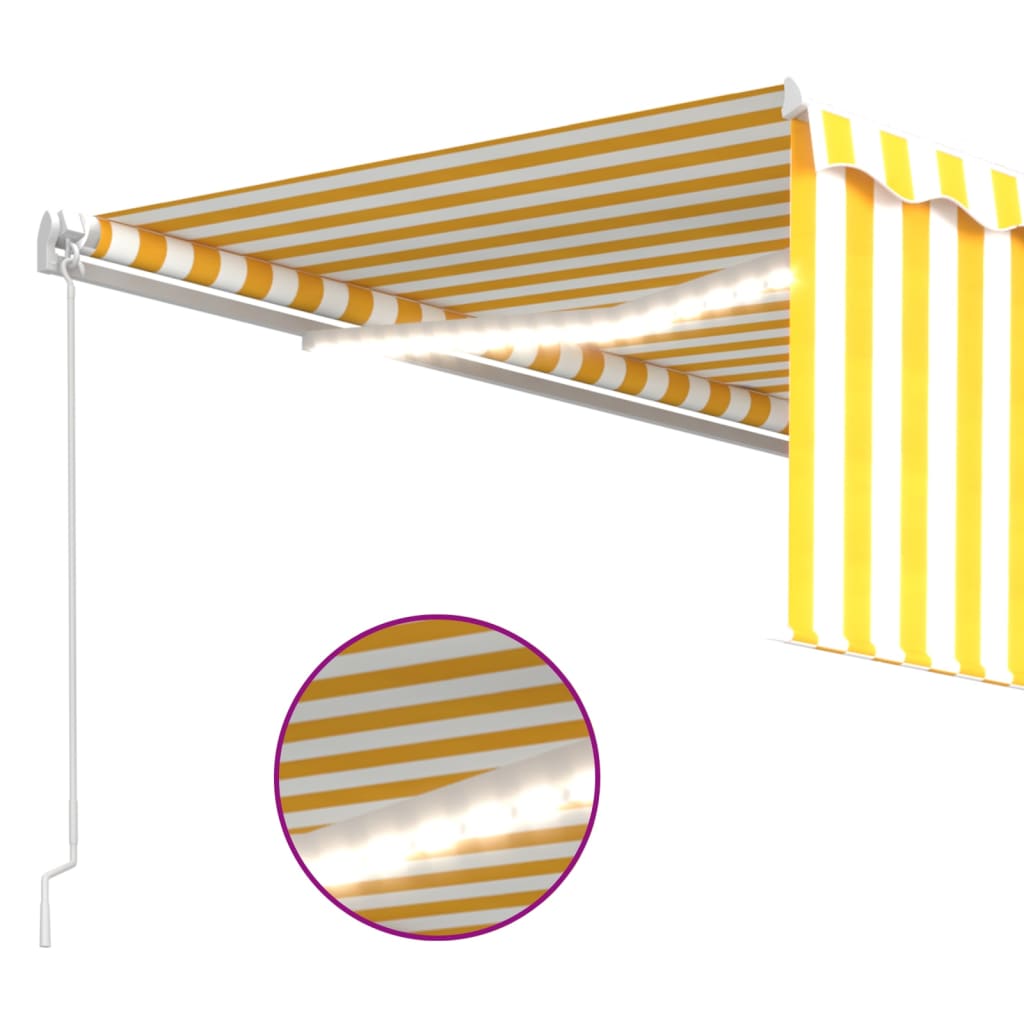 vidaXL Ručně zatahovací markýza s roletou a LED 4 x 3 m žlutobílá