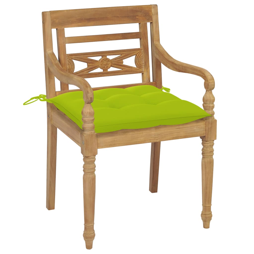 vidaXL Židle Batavia 2 ks zářivě zelené podušky masivní teakové dřevo