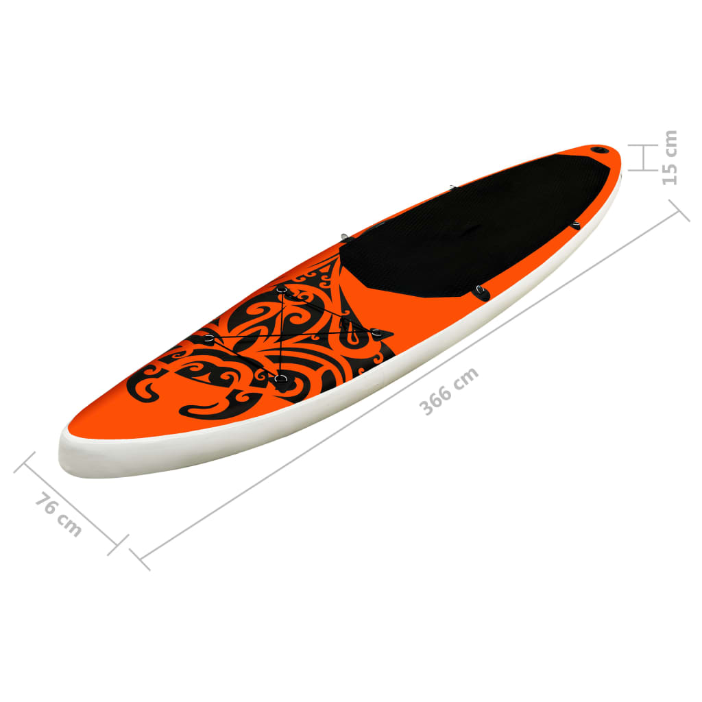 vidaXL Nafukovací SUP paddleboard 366 x 76 x 15 cm oranžový