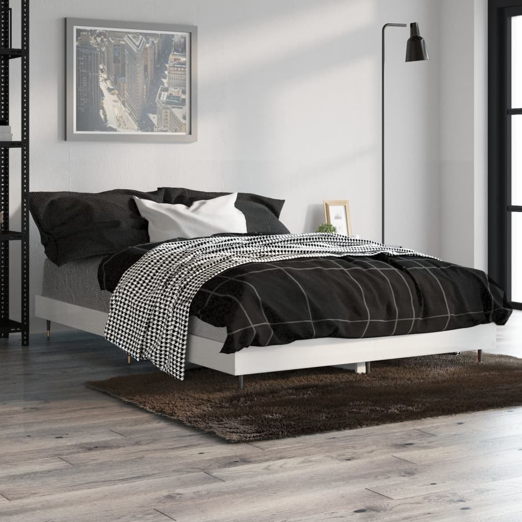 vidaXL Rám postele bílý s vysokým leskem 120 x 190 cm kompozitní dřevo