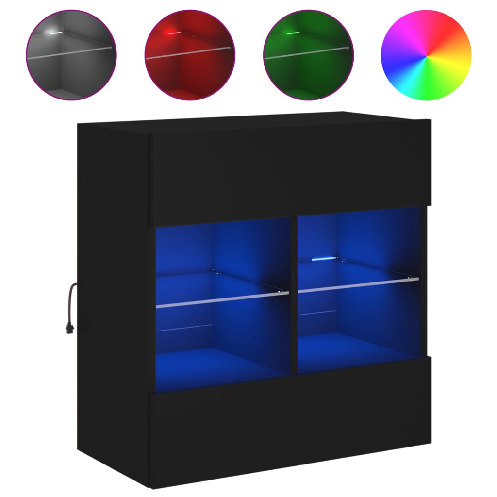 vidaXL Nástěnná TV skříňka s LED osvětlením černá 58,5 x 30 x 60,5 cm