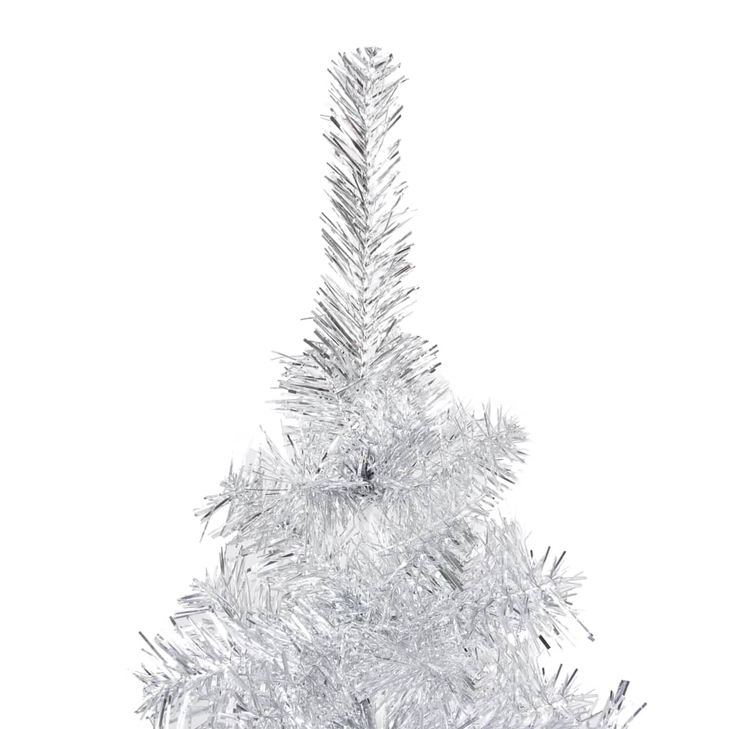 vidaXL Vánoční stromek s LED osvětlením a stojanem stříbrný 180 cm PET