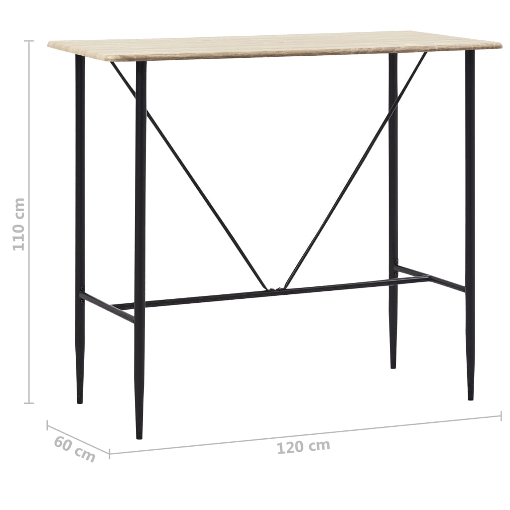vidaXL Barový stůl dub 120 x 60 x 110 cm MDF