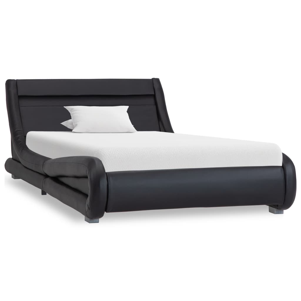 vidaXL Rám postele s LED světlem černý umělá kůže 90 x 200 cm