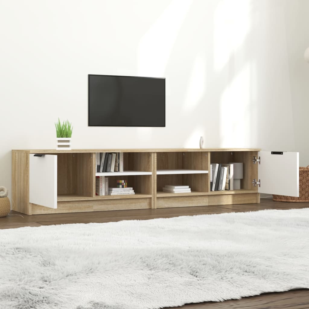 vidaXL TV skříňky 2 ks bílé a dub sonoma 80x35x36,5cm kompozitní dřevo