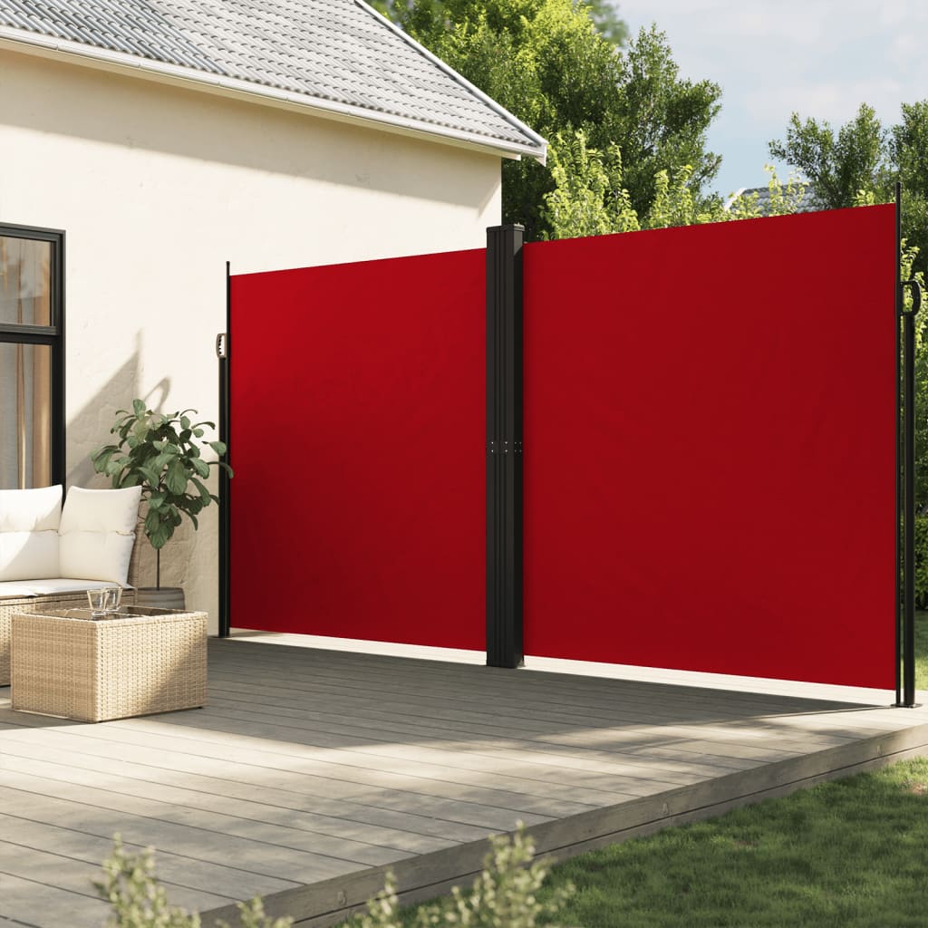 vidaXL Zatahovací boční markýza červená 220 x 1 200 cm