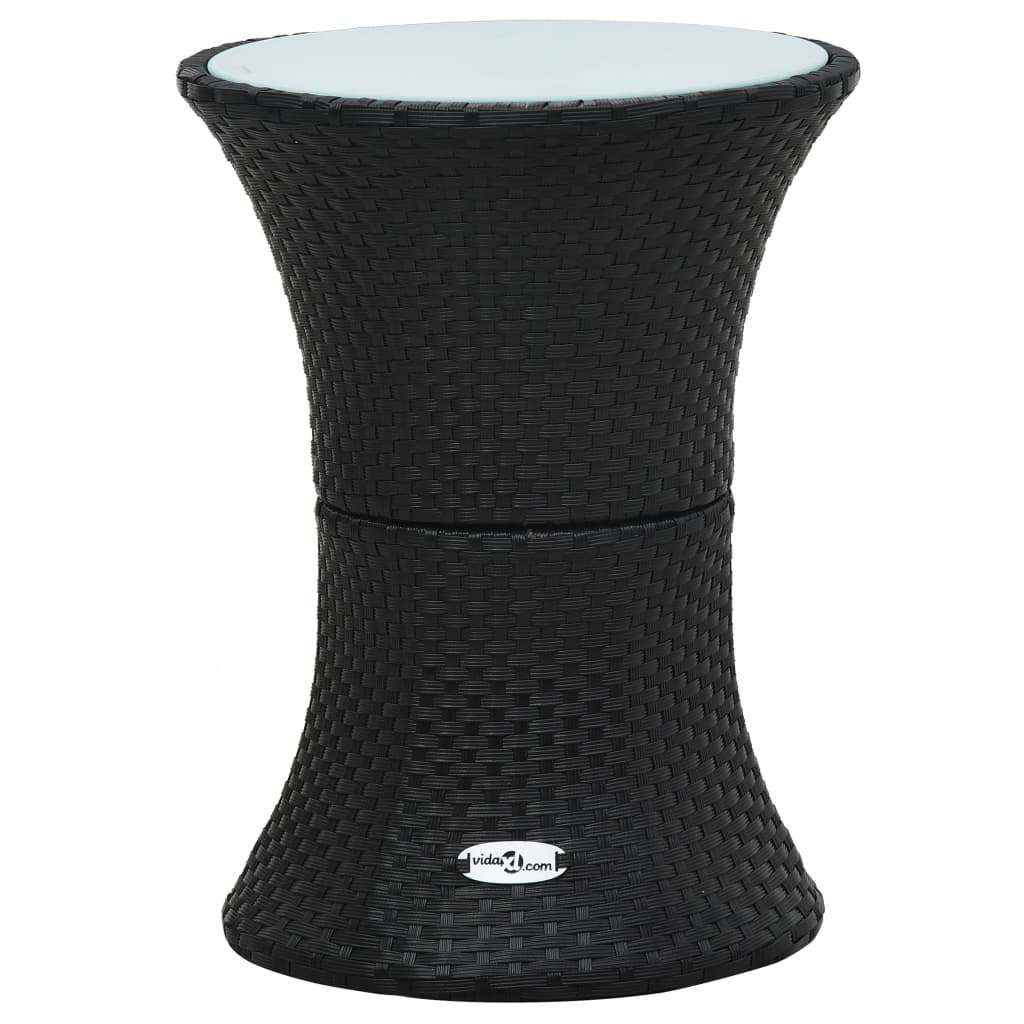 vidaXL Zahradní odkládací stolek tvar bubnu černý polyratan