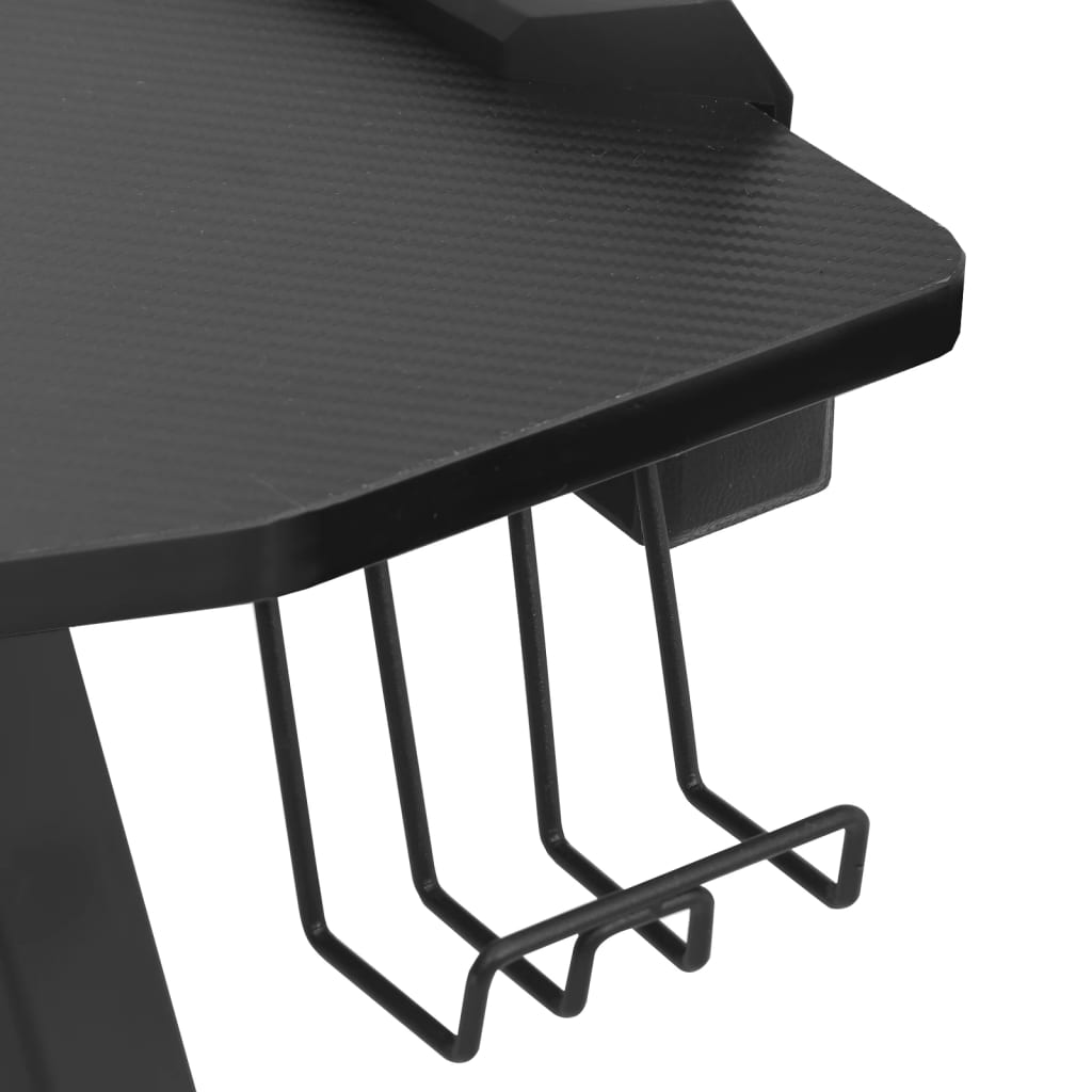 vidaXL Herní stůl s LED a nohami ve tvaru Y černý 90 x 60 x 75 cm